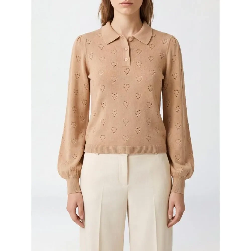 Twinset Women Puff-Sleeved Knit Polo Twinset In Cotton And Cashmere
